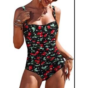 EKOUAER Women's Size Small Swimsuit/Retro Style/Tummy Control/Cute Cherry XL‎
